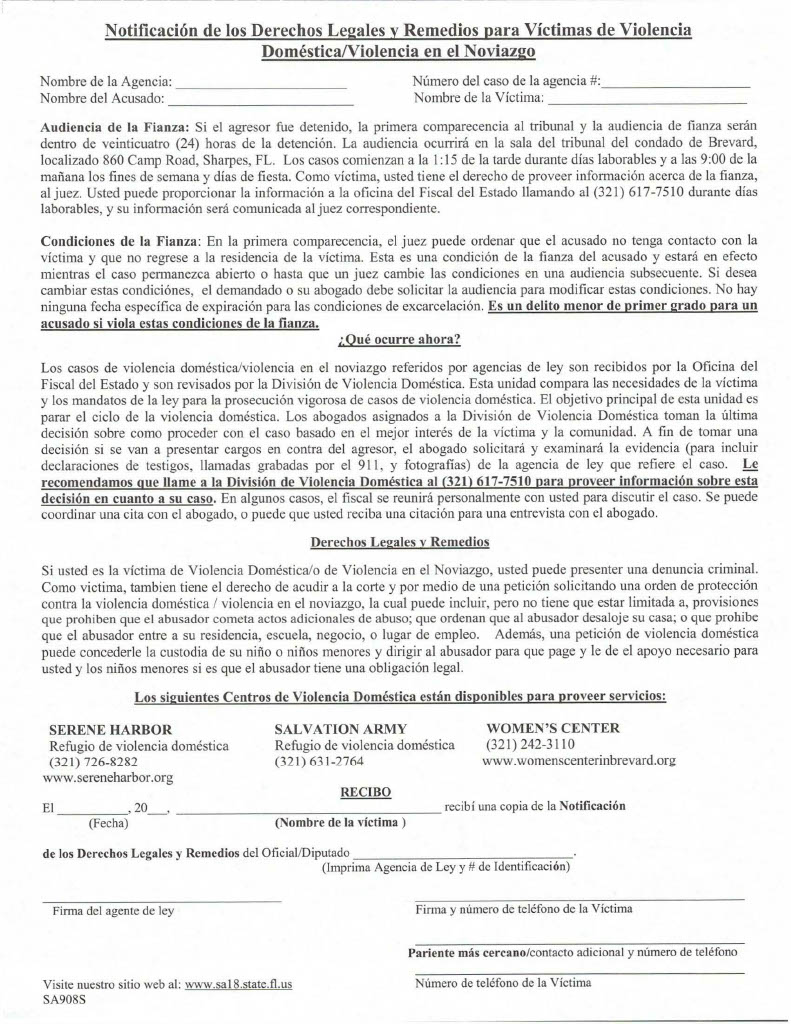 Notice of Legal Rights and Remedies for Domestic Dating Violence Victims Page 2