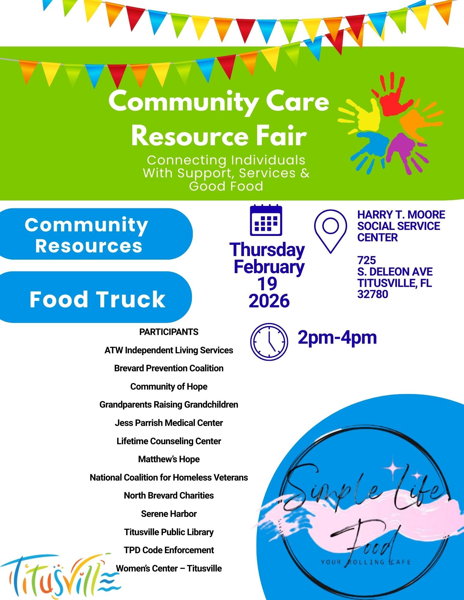 Flyer announcing event with names of vendors and food truck