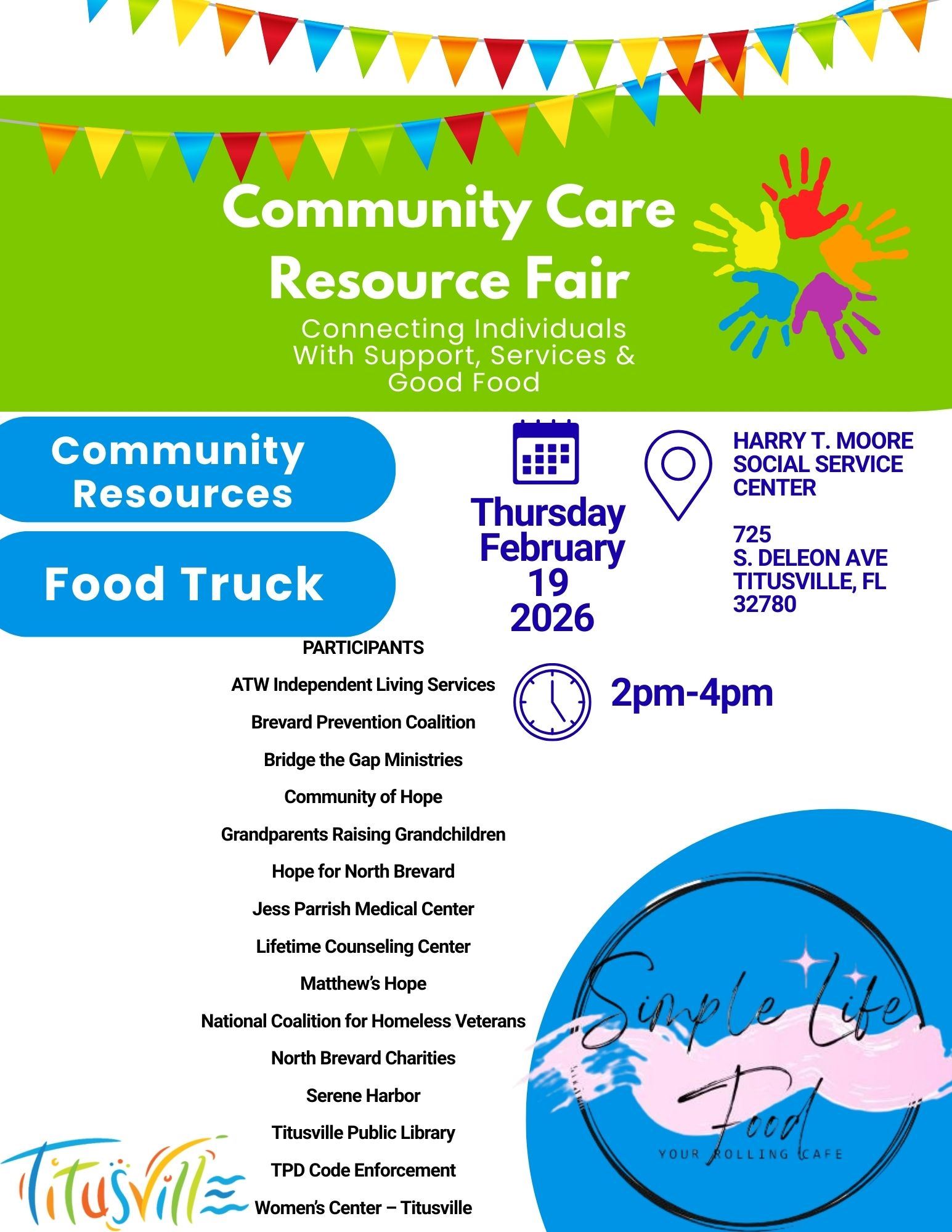 Flyer announcing event with names of vendors and food truck