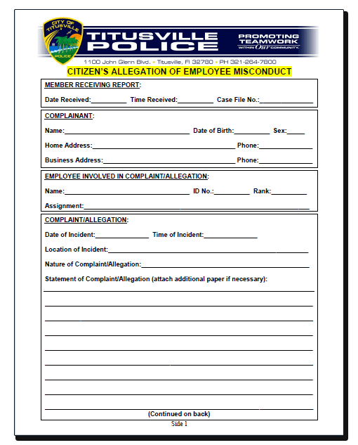 TPD Complaint Form