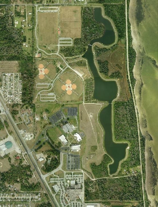 Overhead view of the Chain of Lakes Recreational Complex